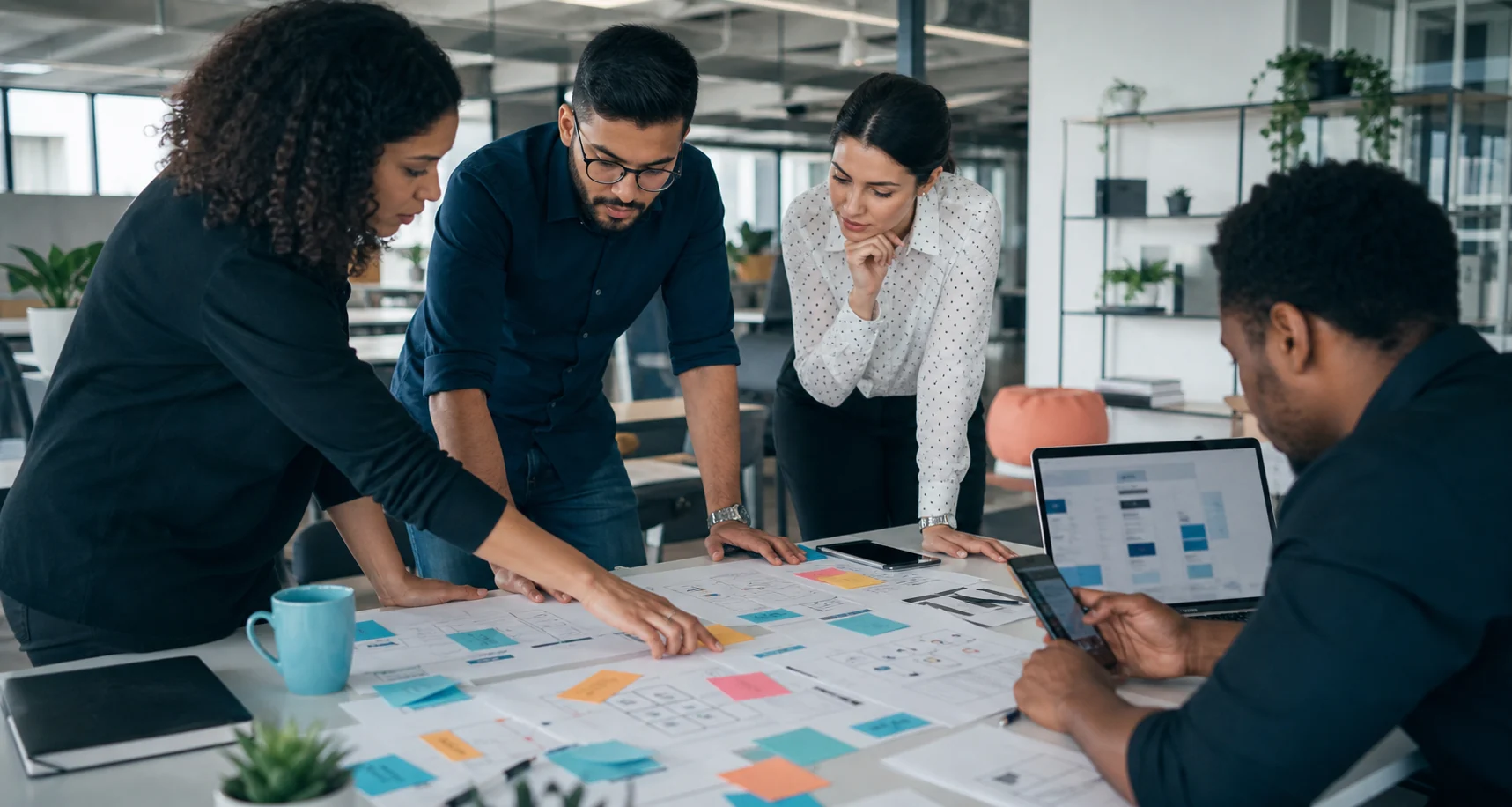 Equipe analisando uma estratégia de operação