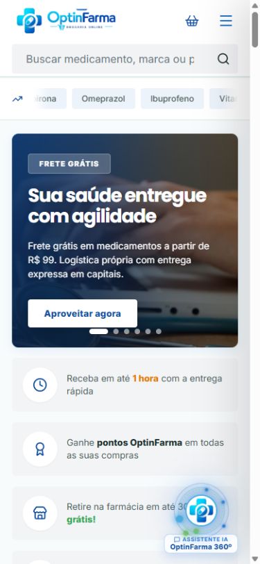 Demonstração real da Optinfarma adaptada para celular
